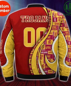 NCAA USC Trojans Custom Number Cardinal Gold Bomber Jacket