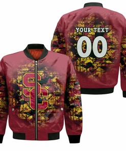 NCAA USC Trojans Custom Text Number Cardinal Bomber Jacket V2