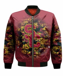 NCAA USC Trojans Custom Text Number Cardinal Bomber Jacket V2