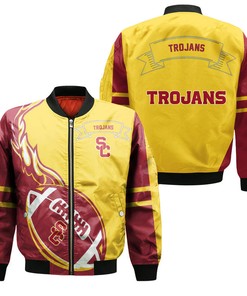 NCAA USC Trojans Gold Cardinal Bomber Jacket V2