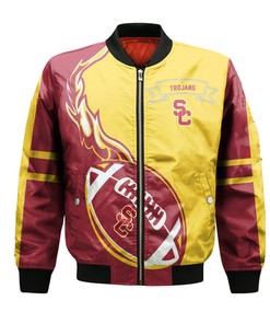 NCAA USC Trojans Gold Cardinal Bomber Jacket V2