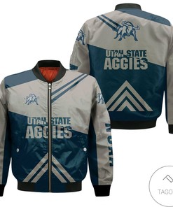 NCAA Utah State Aggies Stripes Cross Shoulders Bomber Jacket