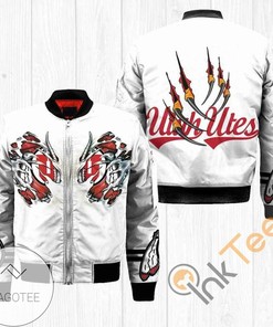 NCAA Utah Utes Claws White Red Bomber Jacket