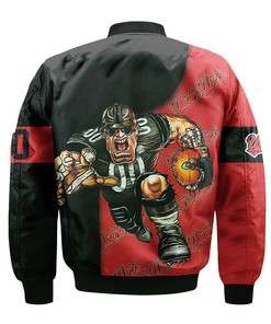 NCAA Utah Utes Custom Number Red Black Bomber Jacket V3