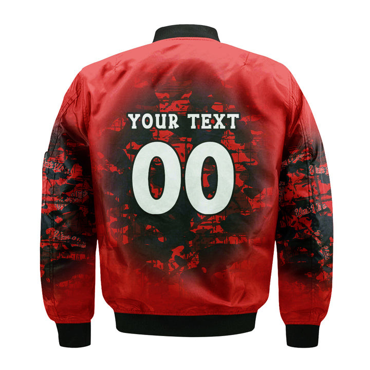 NCAA Utah Utes Custom Text Number Red Black Camo Vintage Bomber Jacket