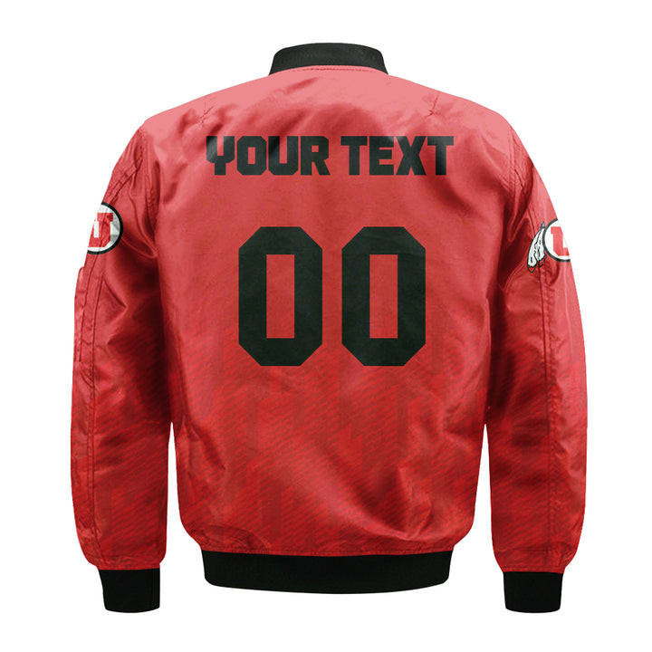 NCAA Utah Utes Custom Text Number Red Ombre Bomber Jacket