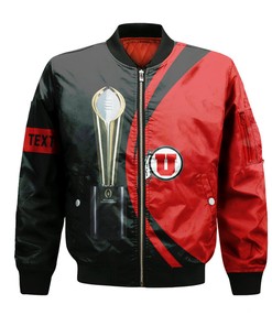 NCAA Utah Utes Custom Text Red Black National Champions Bomber Jacket