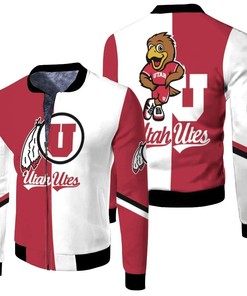 NCAA Utah Utes Red White Mascot Bomber Jacket V2