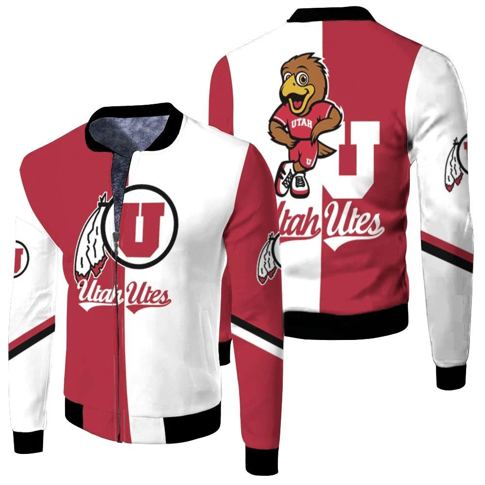 NCAA Utah Utes Red White Mascot Bomber Jacket V2