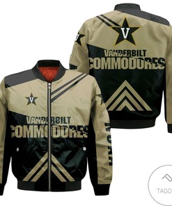 NCAA Vanderbilt Commodores Stripes Cross Shoulders Bomber Jacket