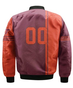 NCAA Virginia Tech Hokies Custom Text Number Maroon Orange Bomber Jacket
