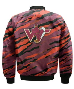 NCAA Virginia Tech Hokies Orange Black Bomber Jacket V11