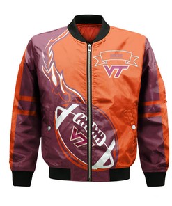 NCAA Virginia Tech Hokies Orange Maroon Bomber Jacket