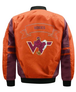 NCAA Virginia Tech Hokies Orange Maroon Bomber Jacket