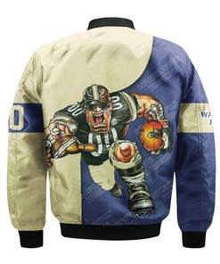 NCAA Washington Huskies Custom Number Purple Gold Bomber Jacket