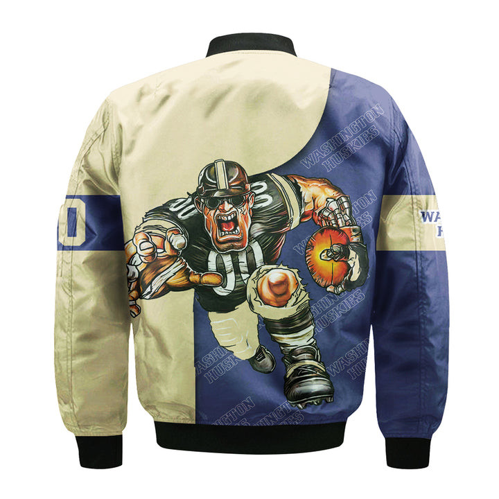 NCAA Washington Huskies Custom Number Purple Gold Bomber Jacket