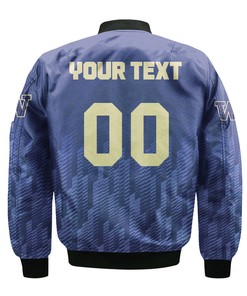 NCAA Washington Huskies Custom Text Number Purple Bomber Jacket V12