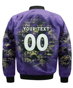 NCAA Washington Huskies Custom Text Number Purple Gold Bomber Jacket V5