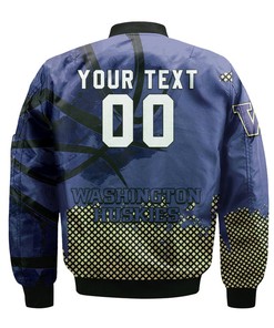 NCAA Washington Huskies Custom Text Number Purple Gold Bomber Jacket V8