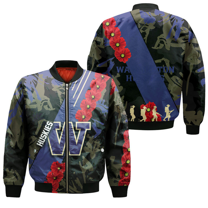 NCAA Washington Huskies Floopy Flowers Bomber Jacket