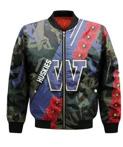 NCAA Washington Huskies Floopy Flowers Bomber Jacket