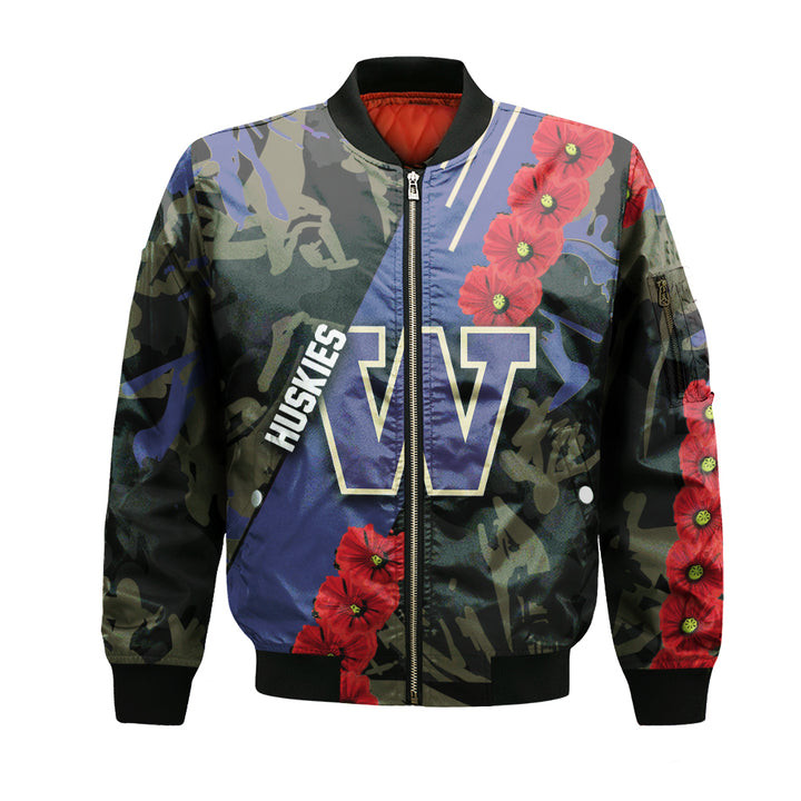 NCAA Washington Huskies Floopy Flowers Bomber Jacket