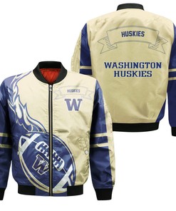 NCAA Washington Huskies Purple Gold Bomber Jacket V2