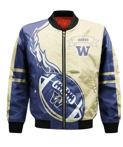 NCAA Washington Huskies Purple Gold Bomber Jacket V2