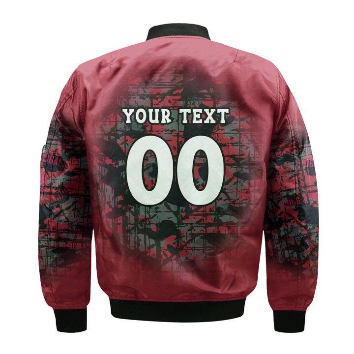 NCAA Washington State Cougars Custom Text Number Red Camo Vintage Bomber Jacket