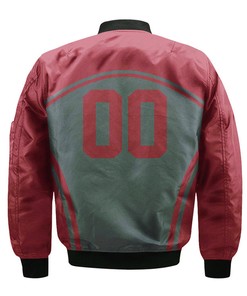NCAA Washington State Cougars Custom Text Number Red Grey Curve Style Bomber Jacket