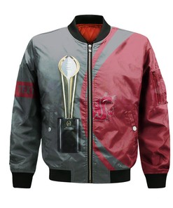 NCAA Washington State Cougars Custom Text Red Grey Champions Bomber Jacket