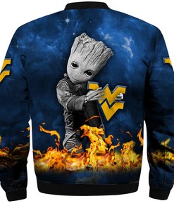 NCAA West Virginia Mountaineers Baby Groot Bomber Jacket V2