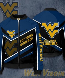 NCAA West Virginia Mountaineers Blue Black Bomber Jacket V11