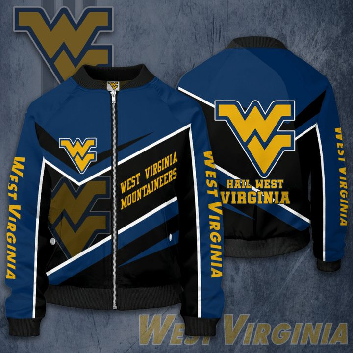 NCAA West Virginia Mountaineers Blue Black Bomber Jacket V11