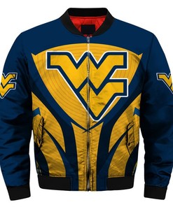 NCAA West Virginia Mountaineers Blue Gold Bomber Jacket