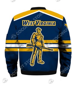 NCAA West Virginia Mountaineers Blue Gold Bomber Jacket V2