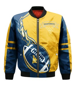 NCAA West Virginia Mountaineers Blue Gold Bomber Jacket V5
