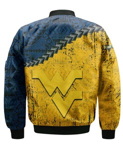 NCAA West Virginia Mountaineers Blue Gold Bomber Jacket V6