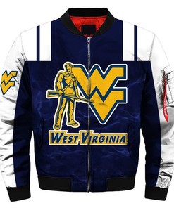 NCAA West Virginia Mountaineers Blue White Bomber Jacket