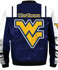 NCAA West Virginia Mountaineers Blue White Bomber Jacket