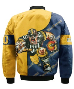 NCAA West Virginia Mountaineers Custom Number Blue Gold Bomber Jacket