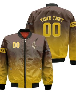 NCAA Wyoming Cowboys Custom Text Number Fadded Bomber Jacket