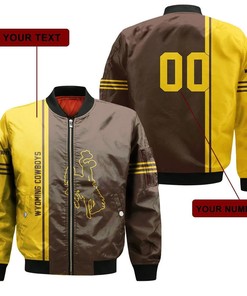 NCAA Wyoming Cowboys Custom Text Number Half Style Bomber Jacket