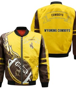 NCAA Wyoming Cowboys Flame Ball Bomber Jacket