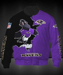 NFL Baltimore Ravens Purple Black Bomber Jacket