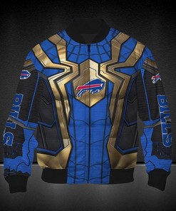 NFL Buffalo Bills Blue Golden Spider Man Edition Bomber Jacket