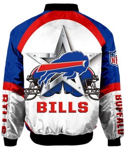 NFL Buffalo Bills Royal Blue White Bomber Jacket