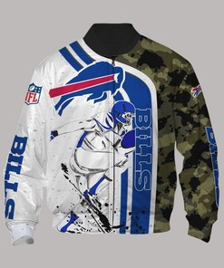 NFL Buffalo Bills White Camo Bomber Jacket