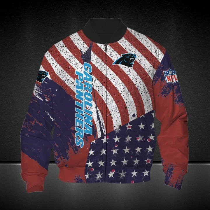 NFL Carolina Panthers American Flag Bomber Jacket