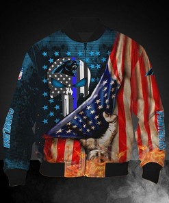 NFL Carolina Panthers American Flag Bomber Jacket V2